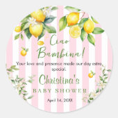 Ciao Bambina Baby Shower Thank you Ronde Sticker (Voorkant)
