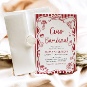 Ciao Bambina Girl Whimsical Italiaans Baby shower Kaart
