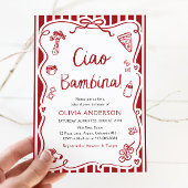 Ciao Bambina Girl Whimsical Italiaans Baby shower Kaart