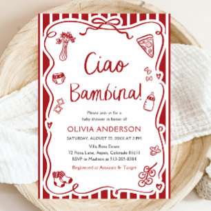 Ciao Bambina Girl Whimsical Italiaans Baby shower Kaart