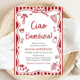 Ciao Bambina Girl Whimsical Italiaans Baby shower Kaart