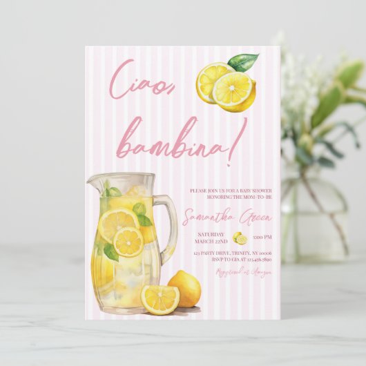 Ciao Bambina Lemon Baby shower Kaart (Staand voorkant)