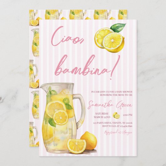 Ciao Bambina Lemon Baby shower Kaart (Voorkant / Achterkant)