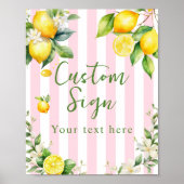 Ciao Bambina Pink Stripe Lemon Custom Sign Poster (Voorkant)