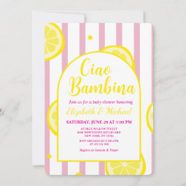 Ciao Bambina Roze en Witte babyshower uitnodiging