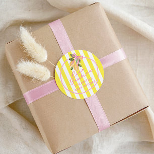 Ciao Bambina Roze Lint Gele Citroen Baby Shower Ronde Sticker
