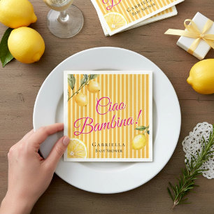 Ciao Bambina Roze Schrift Baby Shower Servetten
