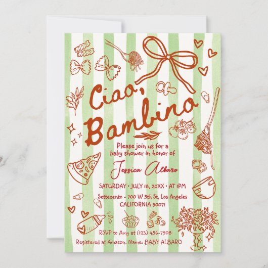 Ciao Bambino Baby Shower Invitation Kaart (Voorkant)