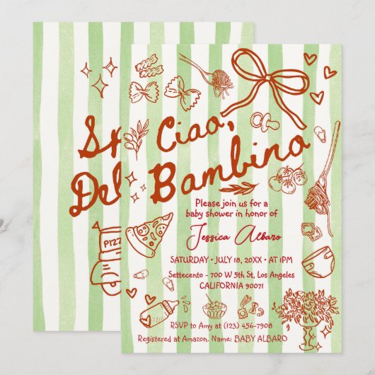 Ciao Bambino Baby Shower Invitation Kaart (Voorkant / Achterkant)