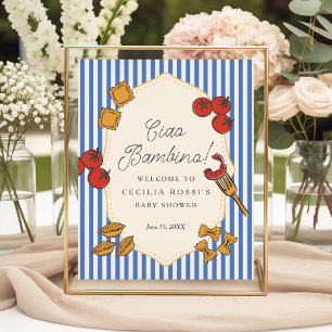 Ciao Bambino Blauw Italiaans Pasta Baby Shower Bor Poster