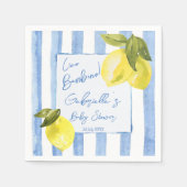 Ciao Bambino blauwe strepen citroenen baby shower Servet (Voorkant)