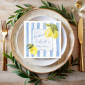 Ciao Bambino blauwe strepen citroenen baby shower Servet