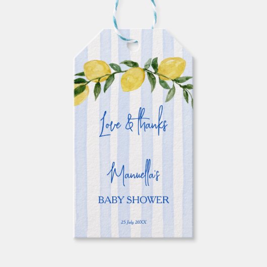 Ciao bambino citroenen Italiaans baby shower gunst Cadeaulabel (Voorkant)
