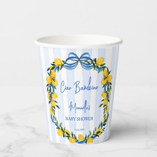 Ciao bambino citroenen Italiaans baby shower op ma Papieren Bekers (Achterkant)