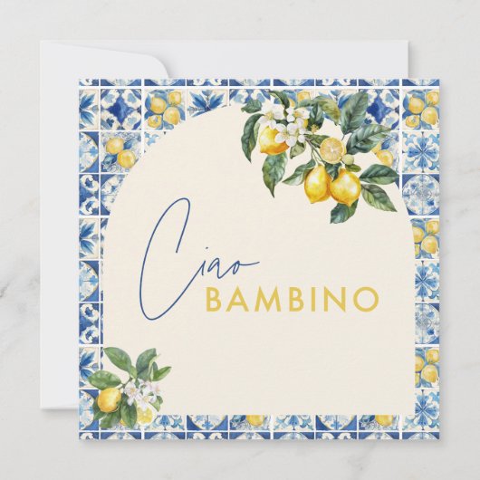 Ciao Bambino Griekse citroen baby shower Kaart (Achterkant)