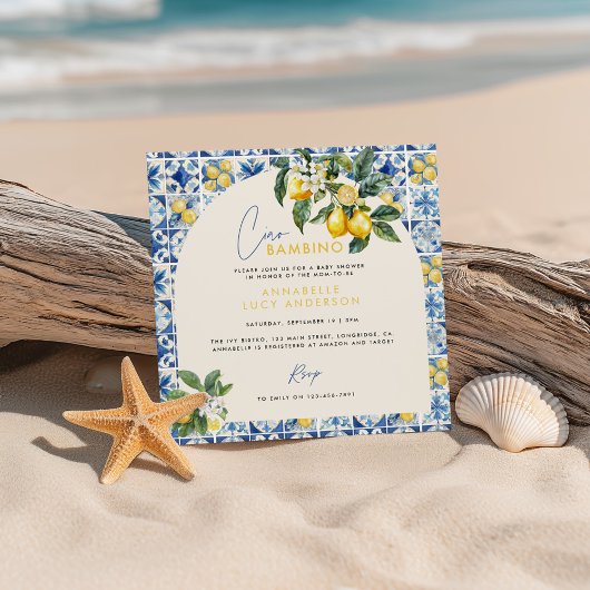 Ciao Bambino Griekse citroen baby shower Kaart