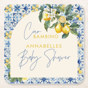 Ciao Bambino Griekse citroen baby shower Kartonnen Onderzetters
