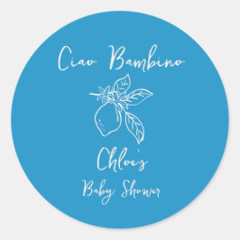 Ciao Bambino Hand Getekende Citroen Baby Shower Ronde Sticker