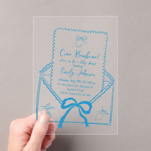 Ciao Bambino Hand getrokken citroen Baby shower Acryl Uitnodigingen