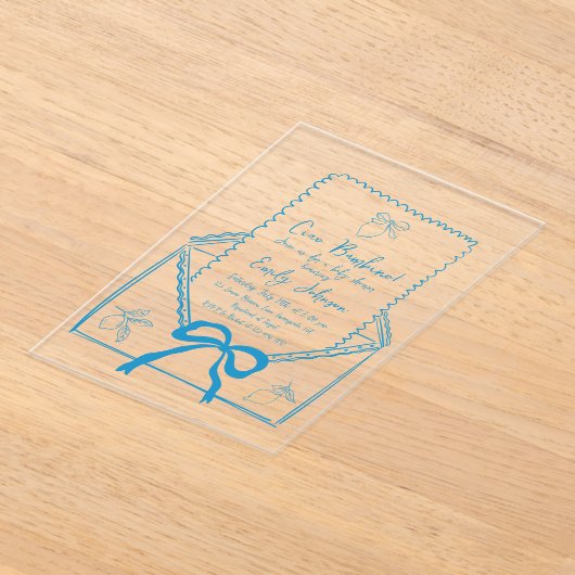 Ciao Bambino Hand getrokken citroen Baby shower Acryl Uitnodigingen (Laagn)