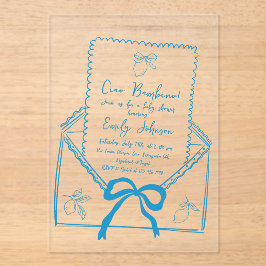 Ciao Bambino Hand getrokken citroen Baby shower Acryl Uitnodigingen