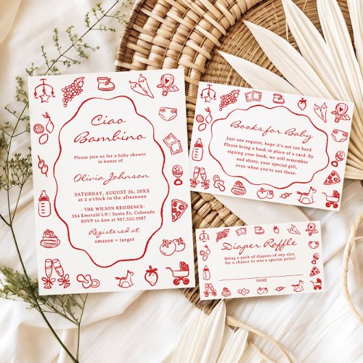 Ciao Bambino Italiaans Baby shower Luier Raffle Informatiekaartje