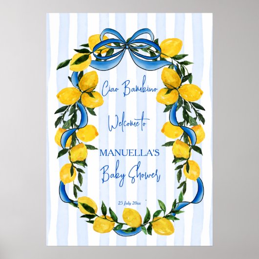 Ciao bambino Italiaans baby shower welkomstbord Poster (Voorkant)
