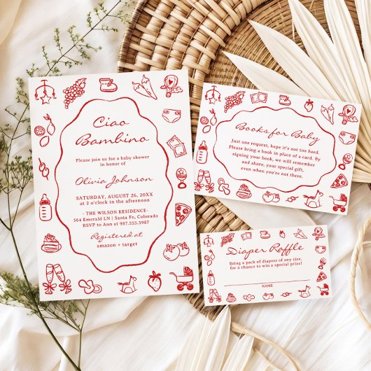 Ciao Bambino Italiaans Boeken voor Baby shower Informatiekaartje