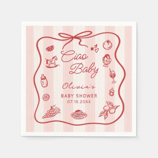 Ciao Bambino Italiaans Citroen Baby shower servett Servet (Voorkant)