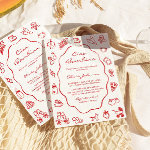 Ciao Bambino Italiaans geïllustreerd Baby shower Kaart