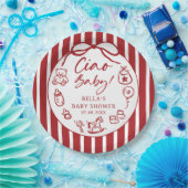 Ciao Bambino Italiaans geïllustreerd Baby shower Papieren Bordje (Feest)