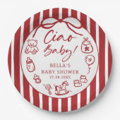 Ciao Bambino Italiaans geïllustreerd Baby shower Papieren Bordje (Voorkant)