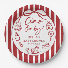 Ciao Bambino Italiaans geïllustreerd Baby shower Papieren Bordje