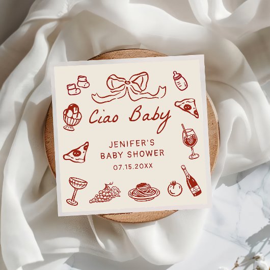 Ciao Bambino Italiaans geïllustreerd Baby shower Servet
