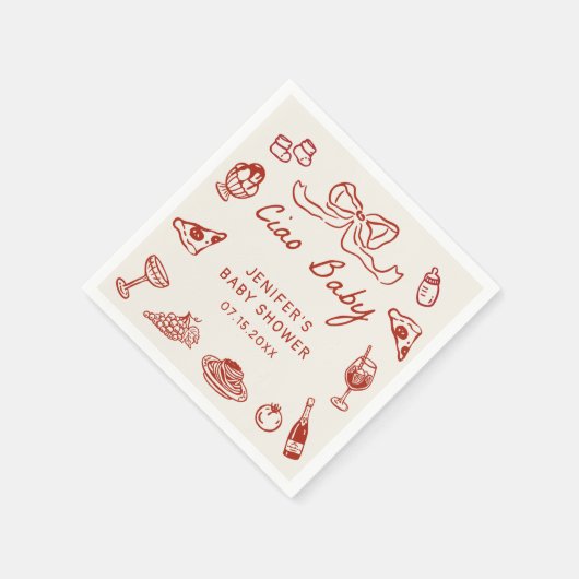 Ciao Bambino Italiaans geïllustreerd Baby shower Servet (Hoek)