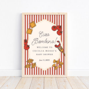 Ciao Bambino Italiaans pasta babyshower bord Poster