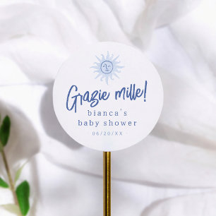Ciao Bambino Italiaanse Jongen Baby Shower Bedankt Ronde Sticker