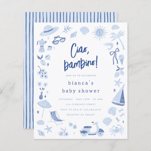 Ciao Bambino Italian Budget Boy Baby Shower (Voorkant / Achterkant)