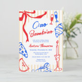 Ciao Bambino Italian Hand Drawn Baby Shower Kaart (Staand voorkant)