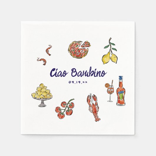 Ciao Bambino Italian Mediterranean Baby Shower Servet (Voorkant)