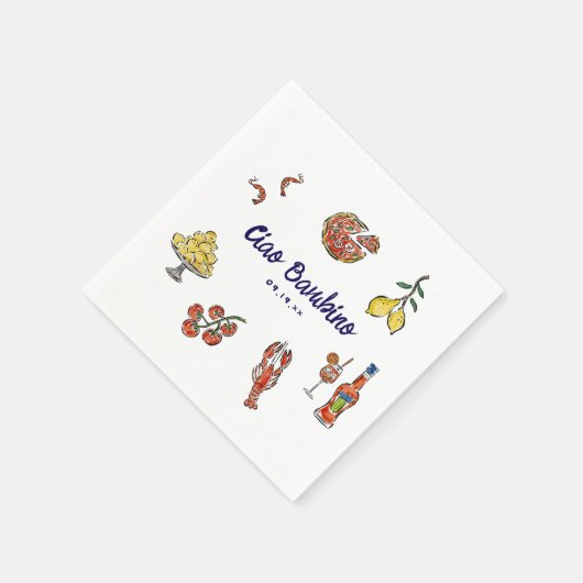 Ciao Bambino Italian Mediterranean Baby Shower Servet (Hoek)