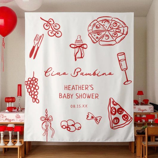 Ciao Bambino Italië Pizza Baby shower Banner Wandkleed