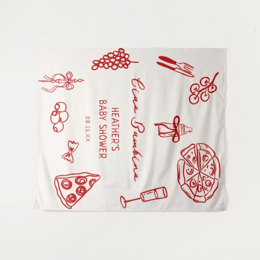 Ciao Bambino Italië Pizza Baby shower Banner Wandkleed (Voorkant (horizontaal))