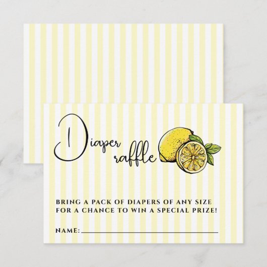 Ciao Bambino Lemon Baby shower Luier Raffle Informatiekaartje (Voorkant / Achterkant)