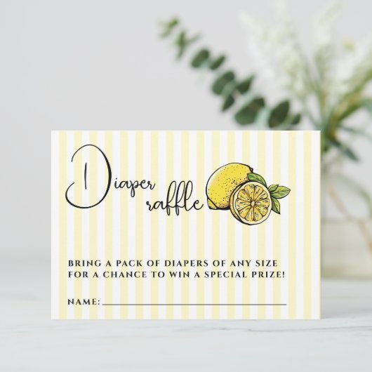 Ciao Bambino Lemon Baby shower Luier Raffle Informatiekaartje (Staand voorkant)