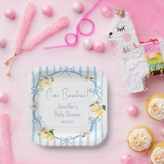 Ciao Bambino Lemon Italiaans Zomer Baby shower Papieren Bordje (Feest)