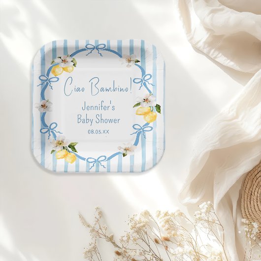 Ciao Bambino Lemon Italiaans Zomer Baby shower Papieren Bordje