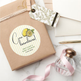 Ciao Bambino Lemon Italiaans Zomer Baby shower Ronde Sticker