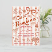 Ciao Bambino Red Baby Shower Kaart (Staand voorkant)