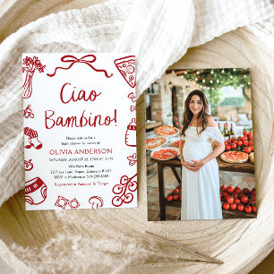 Ciao Bambino Whimsical Italian Pizza Baby shower Kaart
